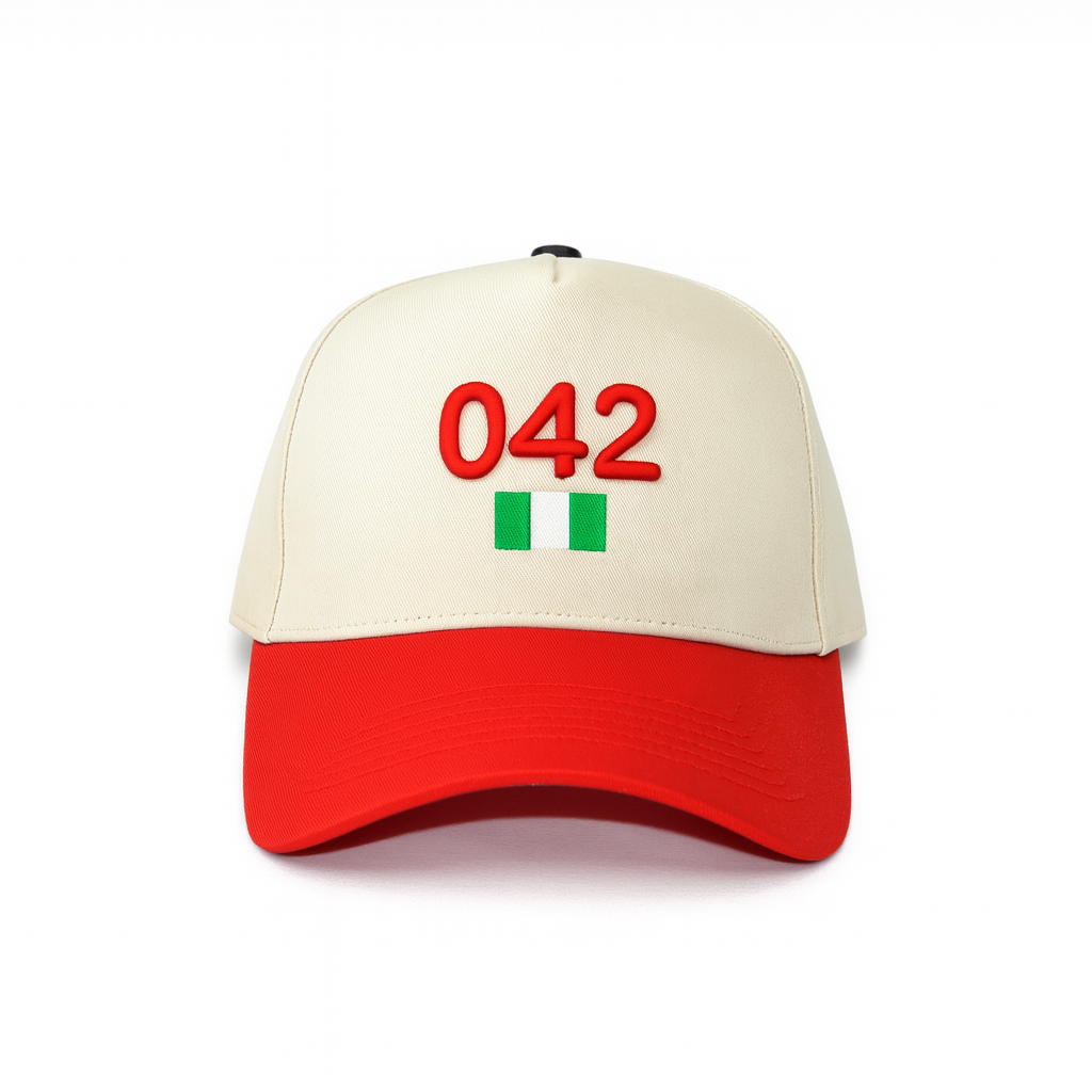 042 HAT  (BEIGE / RED)